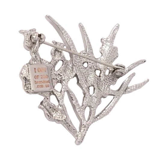 Back of Black Obsidian Stone Poppy Brooch