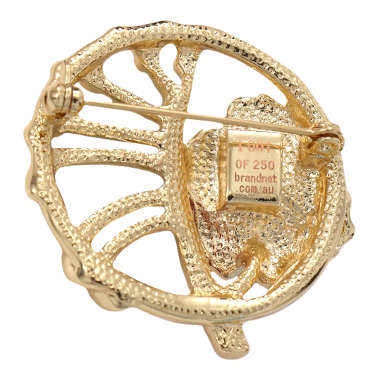 Back of Tiger's Eye Stone Poppy Brooch